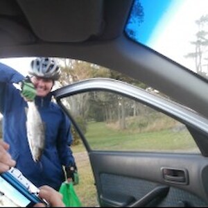 Laura and her first Southland trout