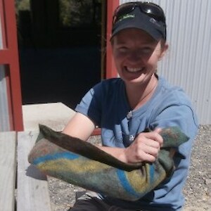 The felt arm-warmer for Laura’s injured arm