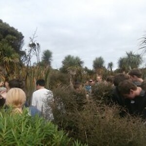 School environmental leaders around the pond