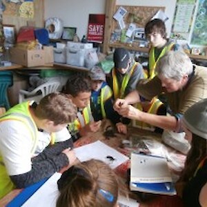 Limehills School looking at seeds with Linda