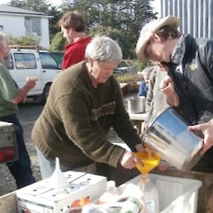 Pouring the liquid gold!
