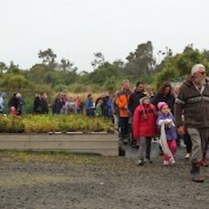 The visitors are invited into the new Education Centre building - photo Dawn Patterson