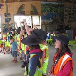 Teacher Amy giving a briefing before all the activities
