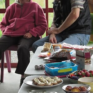 Mum and Stephen look forward to the food!