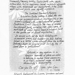 Article By Linda Jackson with Liannes print as a background